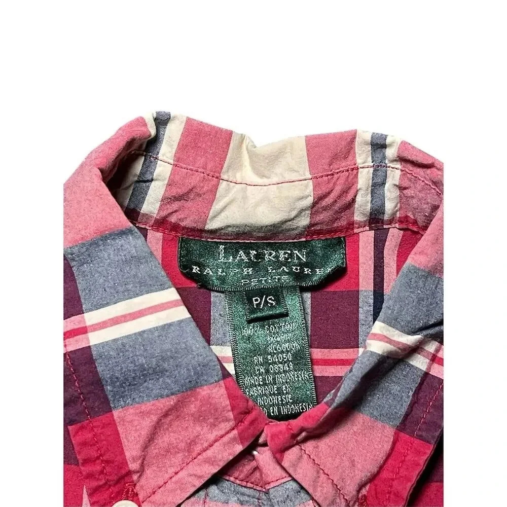 Lauren Ralph Lauren Women's Plaid Button-Up Shirt Small Petites Multicolor - Picture 4 of 7